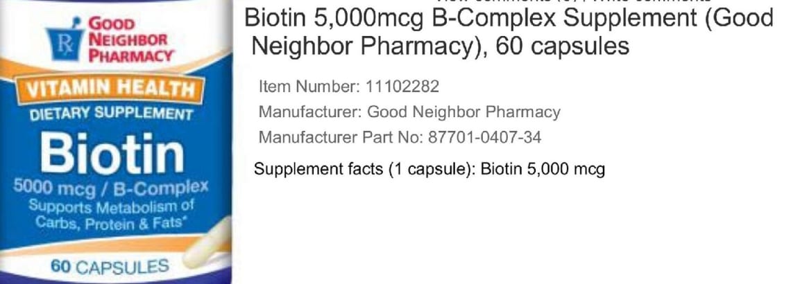 Biotin 5000 mcg/B-Complex from Good Neighbor Pharmacy