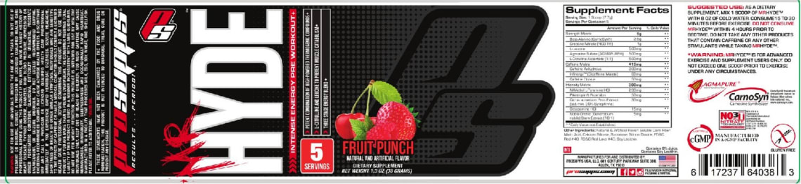 Mr Hyde Intense Energy Pre Workout Fruit Punch from PS ProSupps