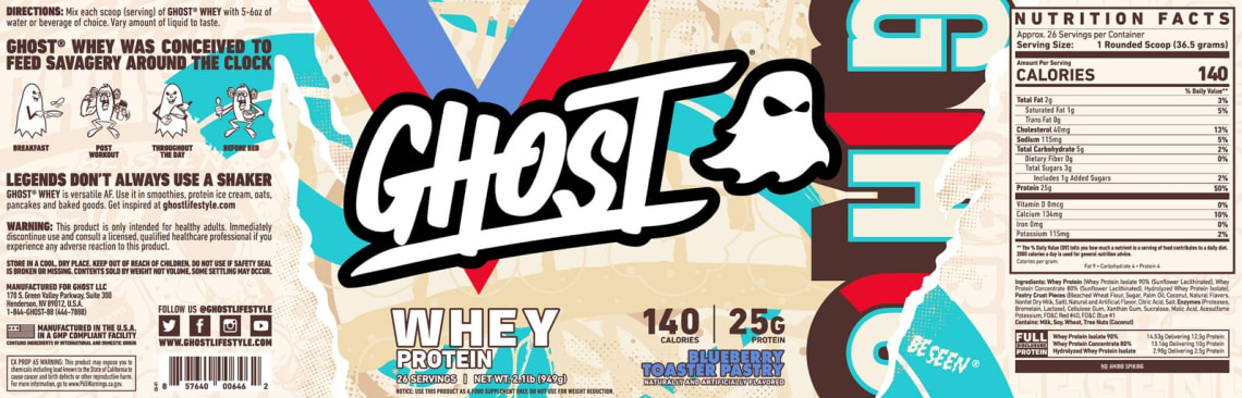 Whey Protein 25 g Blueberry Toaster Pastry from GHOST