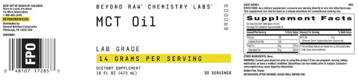 MCT Oil 14 Grams from GNC Beyond Raw Chemistry Labs