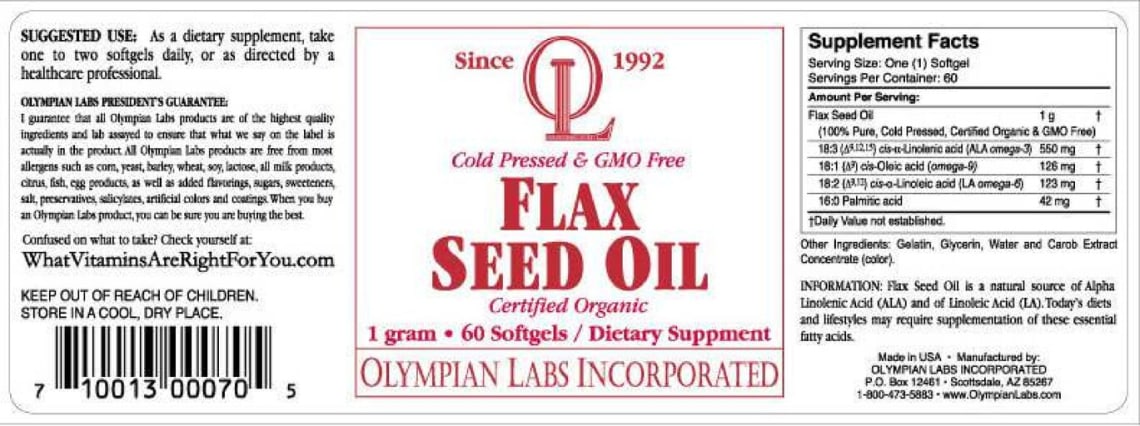 Flax Seed Oil from OL Olympian Labs Incorporated
