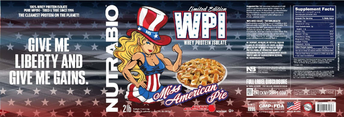 Limited Edition WPI Whey Protein Isolate Miss American Pie from NutraBio