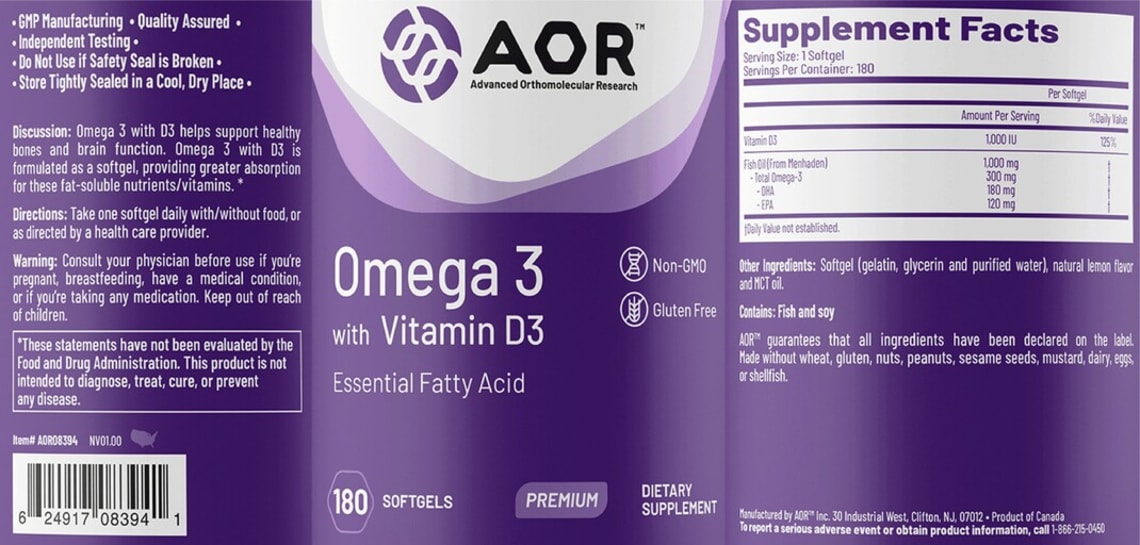 Omega 3 with Vitamin D3 from AOR Advanced Orthomolecular Research