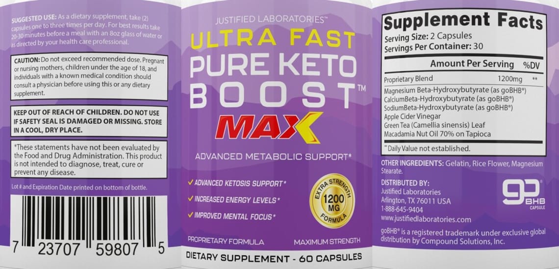 Ultra Fast Pure Keto Boost Max from Justified Laboratories