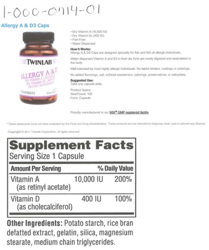 Allergy A & D3 from Twinlab