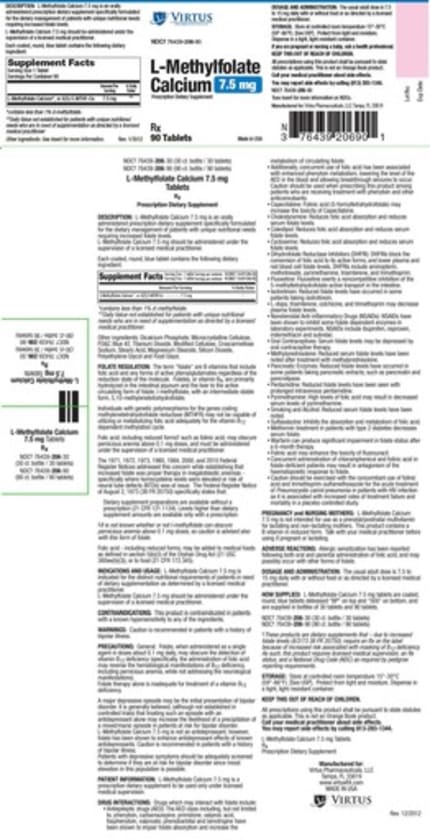 L-Methylfolate Calcium 7.5 mg from Virtus Pharmaceuticals