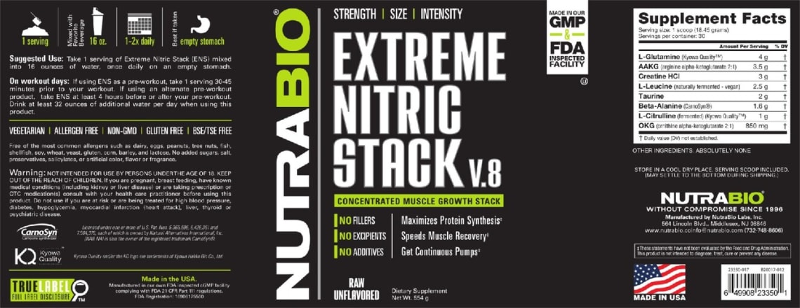 Extreme Nitric Stack V.8 Raw Unflavored from NutraBio