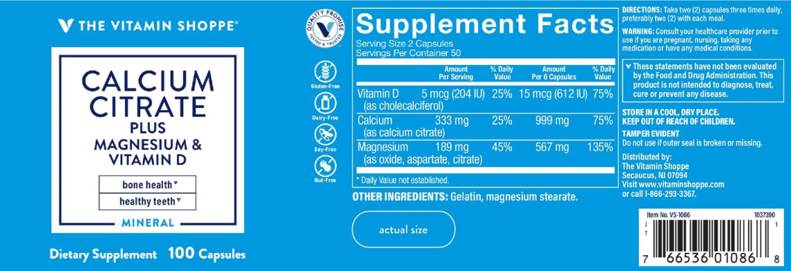 Calcium Citrate plus Magnesium & Vitamin D from The Vitamin Shoppe