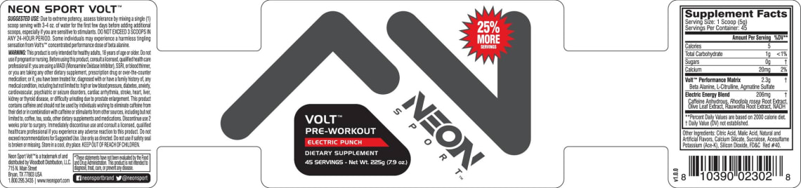 Volt Pre-Workout Electric Punch from Neon Sport