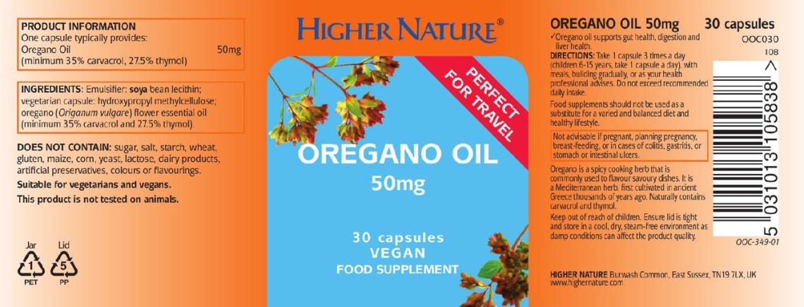Oregano Oil 50 mg from Higher Nature