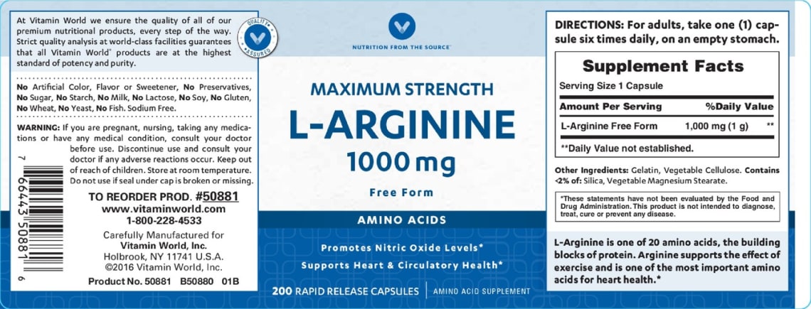 Maximum Strength L-Arginine 1000 mg from Vitamin World