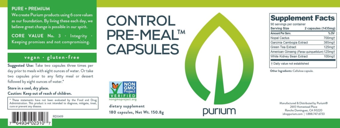 Control Pre-Meal Capsules from Purium