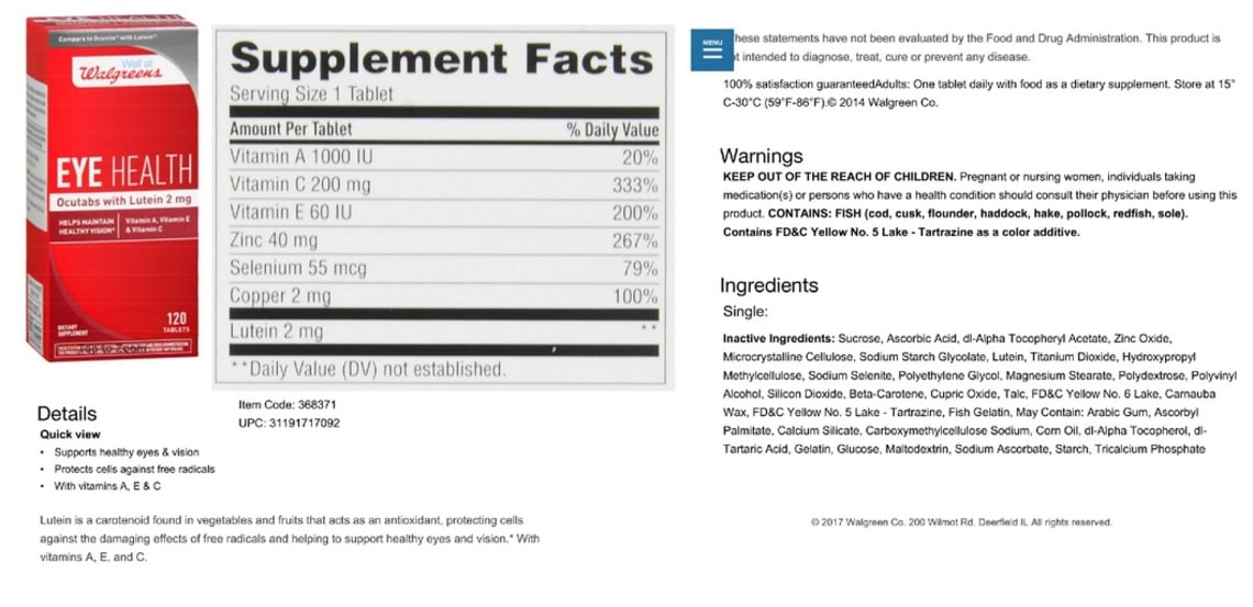 Eye Health Ocutabs with Lutein 2 mg from Well at Walgreens