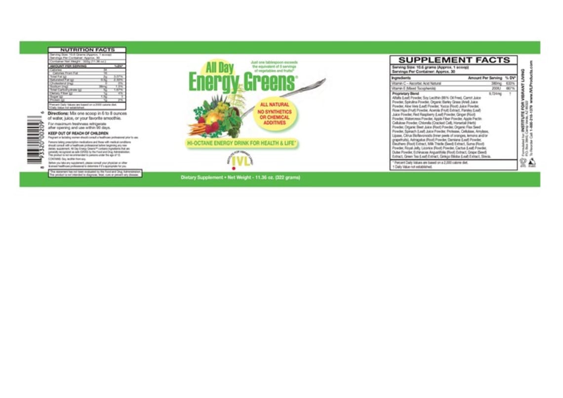 All Day Energy Greens from IVL Institute For Vibrant Living