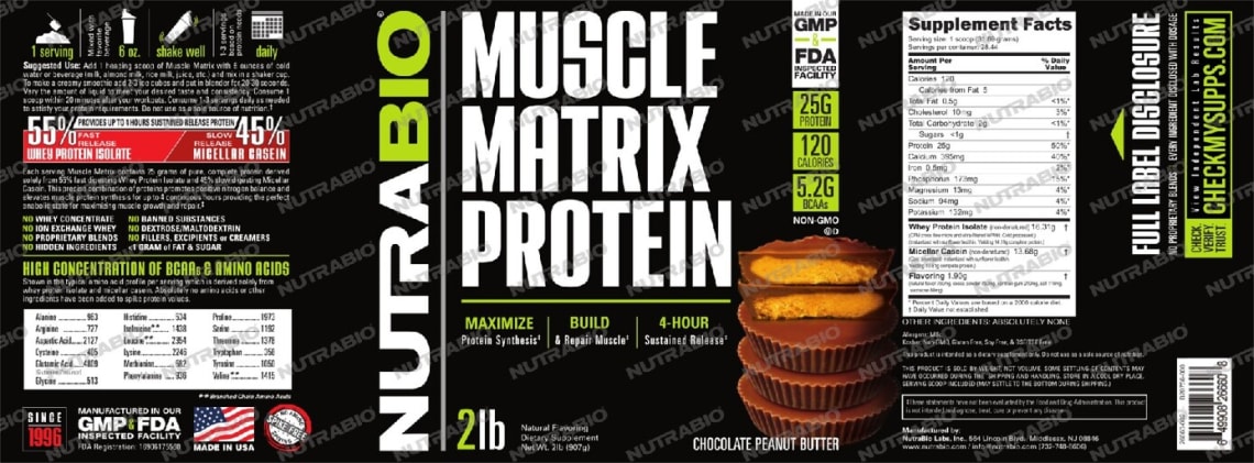 Muscle Matrix Protein Chocolate Peanut Butter from NutraBio