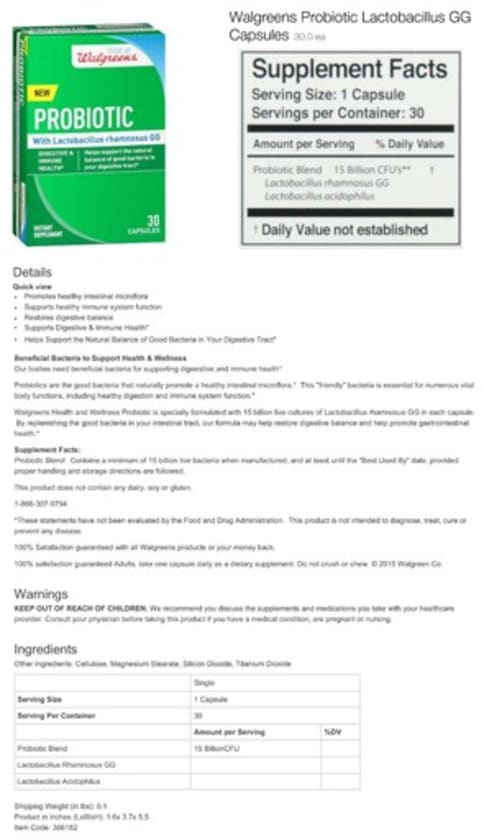 Probiotic with Lactobacillus Rhamnosus GG from Well at Walgreens