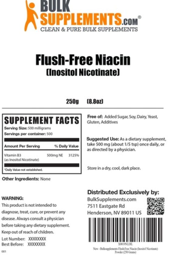 Flush-Free Niacin (Inositol Nicotinate) from Bulk Supplements