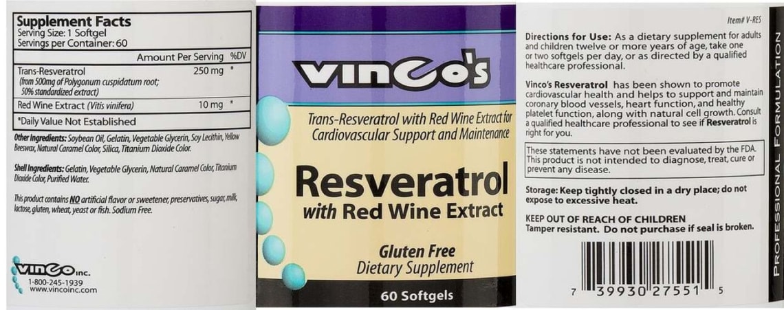 Resveratrol with Red Wine Extract from Vinco's
