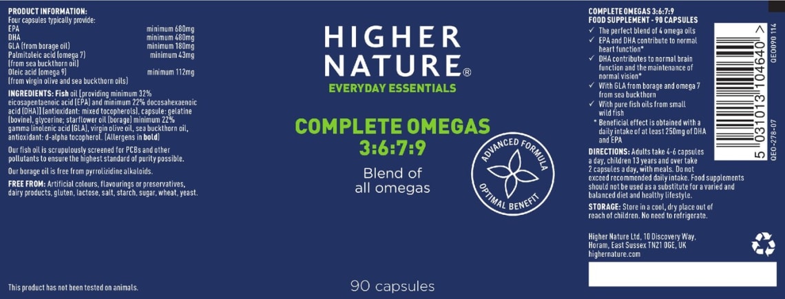 Complete Omegas 3:6:7:9 from Higher Nature