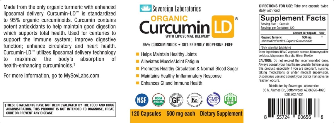 Organic Curcumin LD from Sovereign Laboratories by GastroDefense
