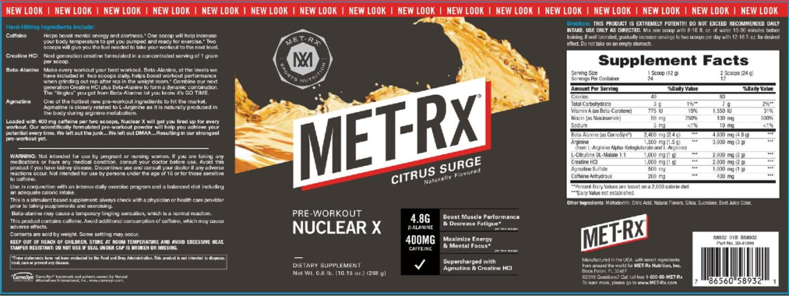 Pre-Workout Nuclear X Citrus Surge from MET-RX