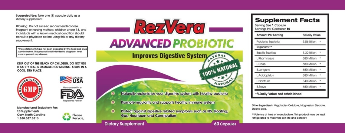 RezVera Advanced Probiotic from T.S. Supplements