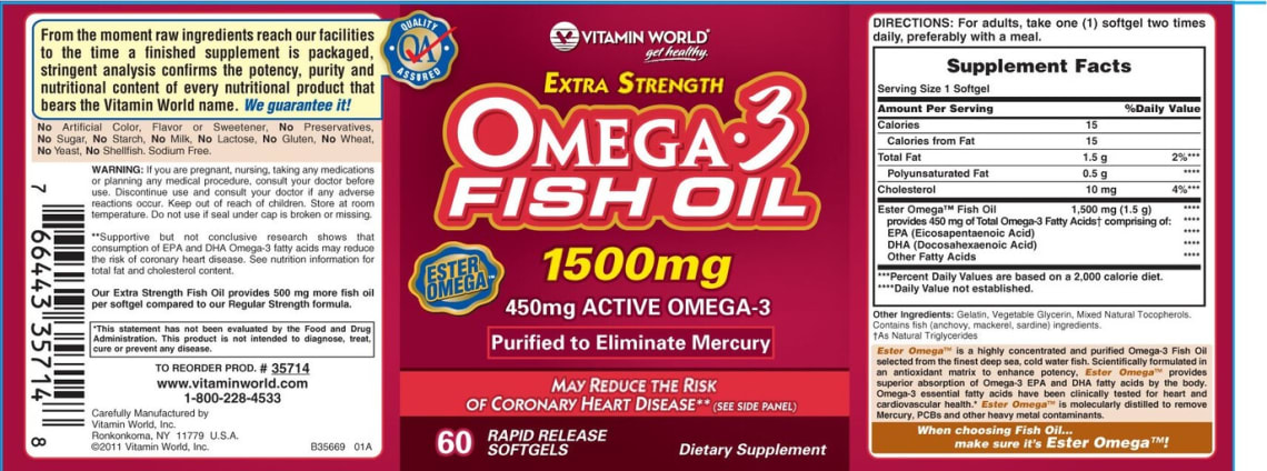Extra Strength Omega-3 Fish Oil 1500 mg from Vitamin World