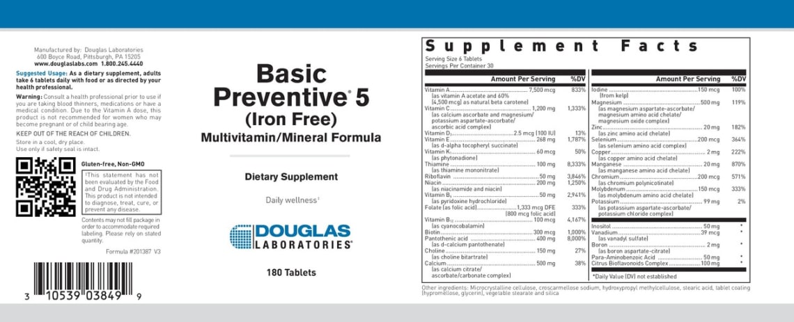 Basic Preventive 5 (Iron Free) from Douglas Laboratories