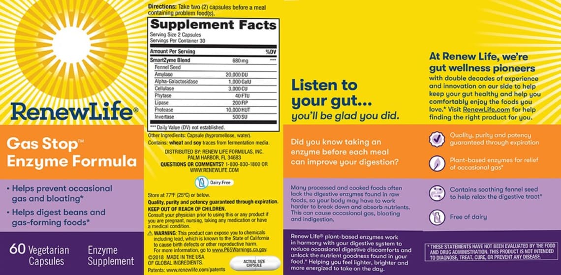 Gas Stop Enzyme Formula from Renew Life