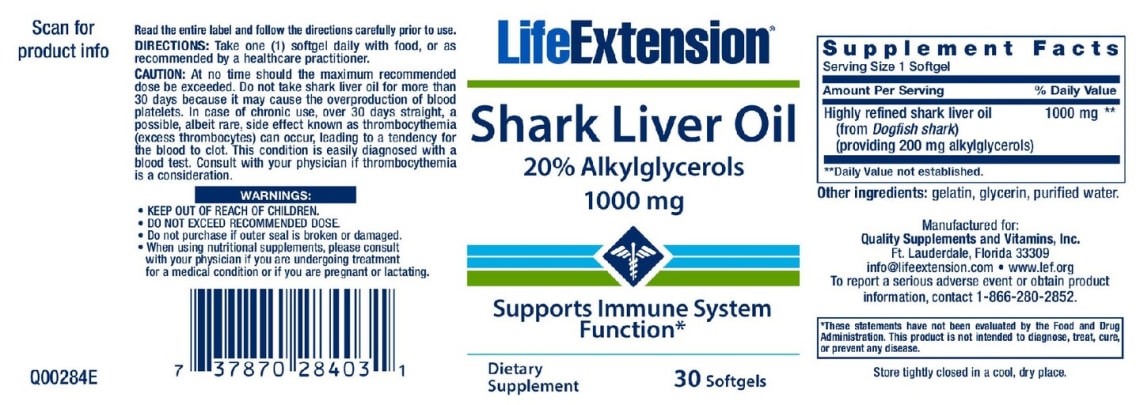 Shark Liver Oil 1000 mg from Life Extension
