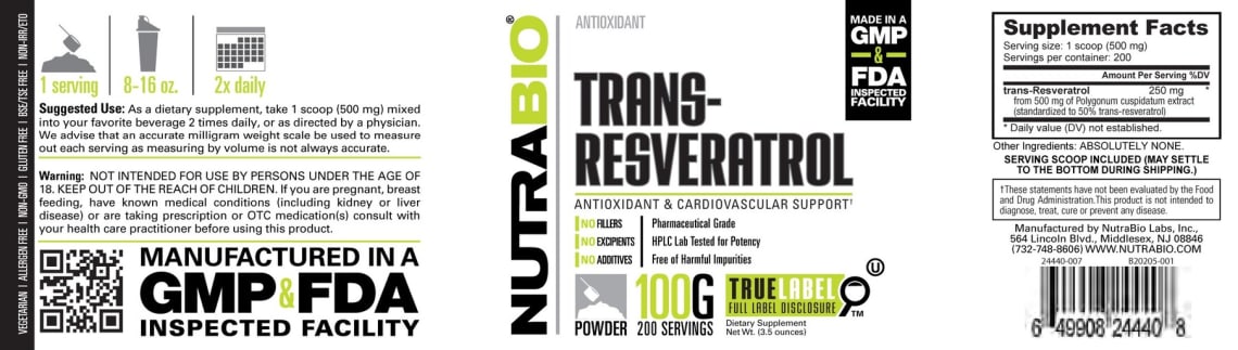 Trans-Resveratrol from NutraBio