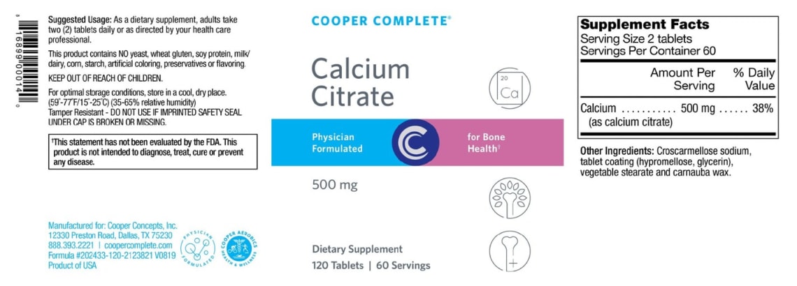 Calcium Citrate 500 mg from Cooper Complete