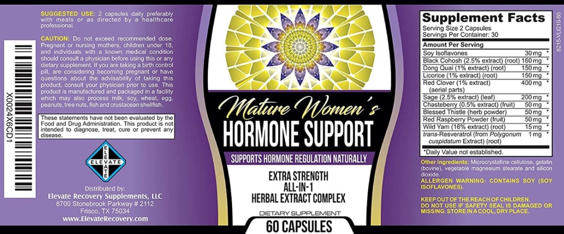 Mature Women's Hormone Support from Elevate Recovery Supplements