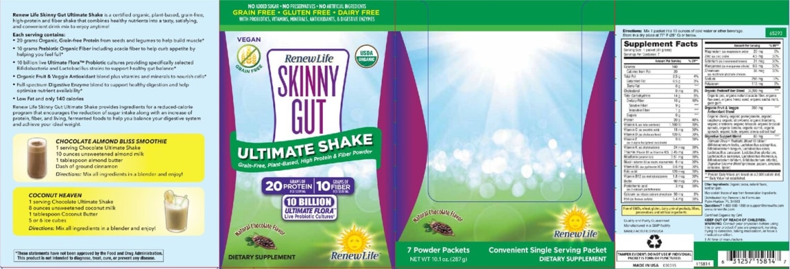 Skinny Gut Ultimate Shake Natural Chocolate Flavor from Renew Life