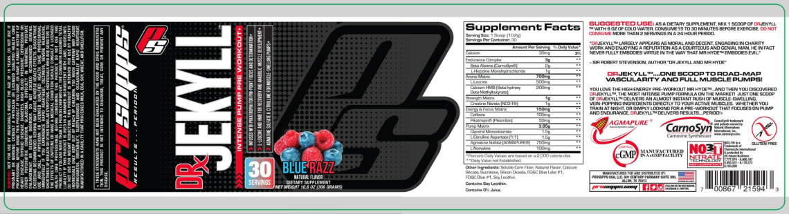 Dr. Jekyll Blue Razz from PS ProSupps