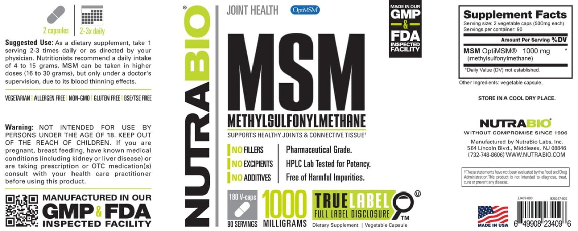 MSM 1000 Milligrams from NutraBio