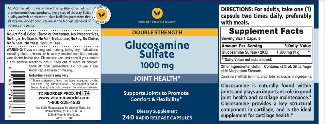 Double Strength Glucosamine Sulfate 1000 mg from Vitamin World