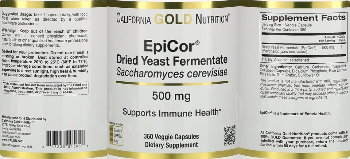 EpiCor Dried Yeast Fermentate 500 mg from California Gold Nutrition