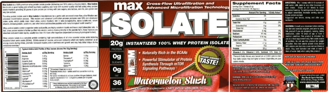 Max Isolate Watermelon Slush from MM Sports Nutrition