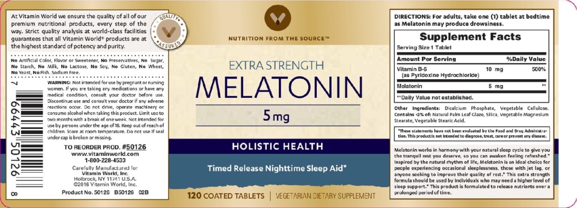 Extra Strength Melatonin 5 mg from Vitamin World