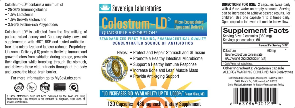 Colostrum-LD 480 mg from Sovereign Laboratories by GastroDefense