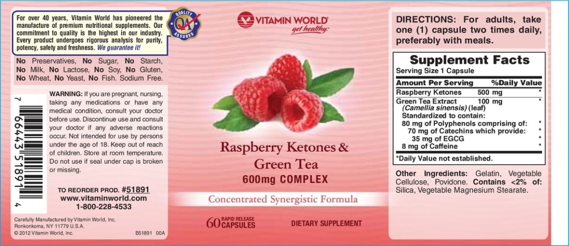 Raspberry Ketones & Green Tea 600 mg Complex from Vitamin World