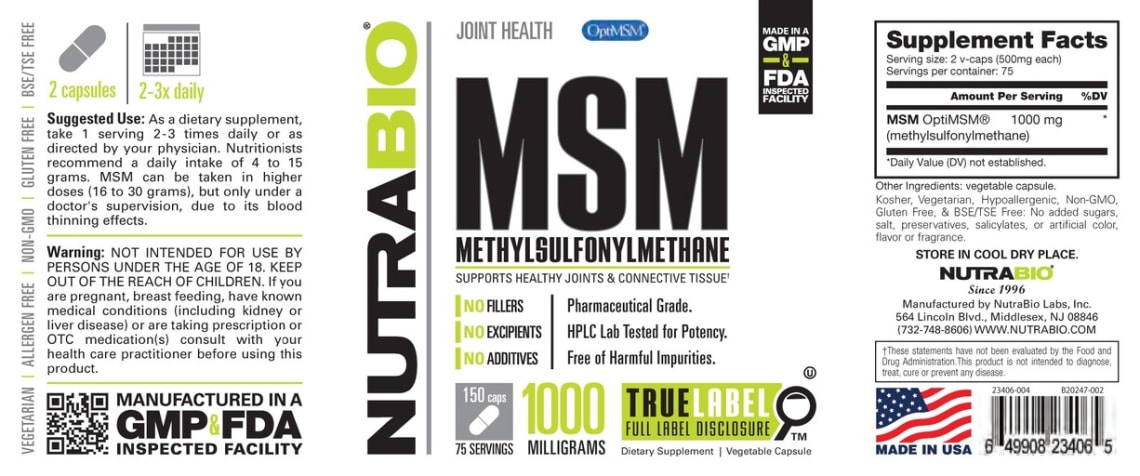 MSM 1000 Milligrams from NutraBio