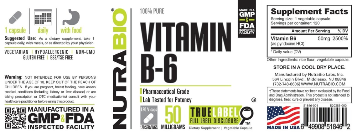 Vitamin B-6 50 Milligrams from NutraBio