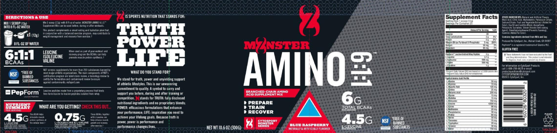Monster Amino 6:1:1 Blue Raspberry from CytoSport Monster Series