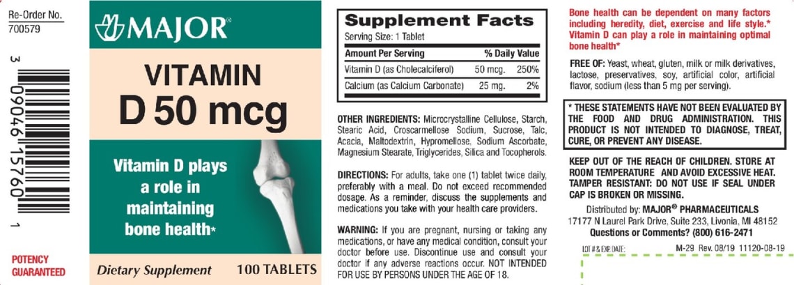 Vitamin D 50 mcg from Major