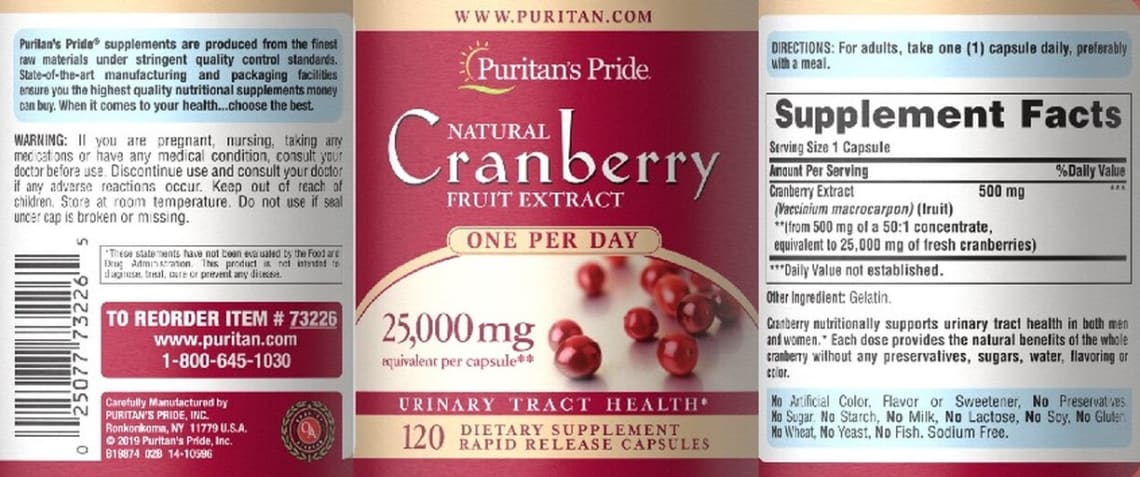 Natural Cranberry Fruit Extract 25,000 mg from Puritan's Pride
