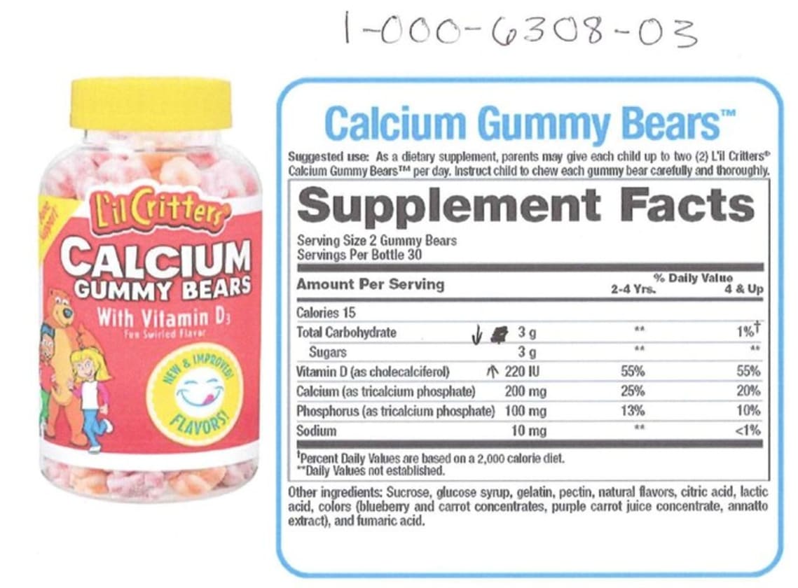 Calcium Gummy Bears with Vitamin D3 from L'il Critters