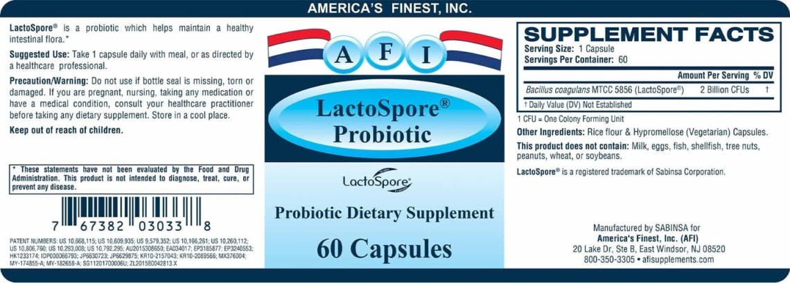 LactoSpore Probiotic from AFI America's Finest