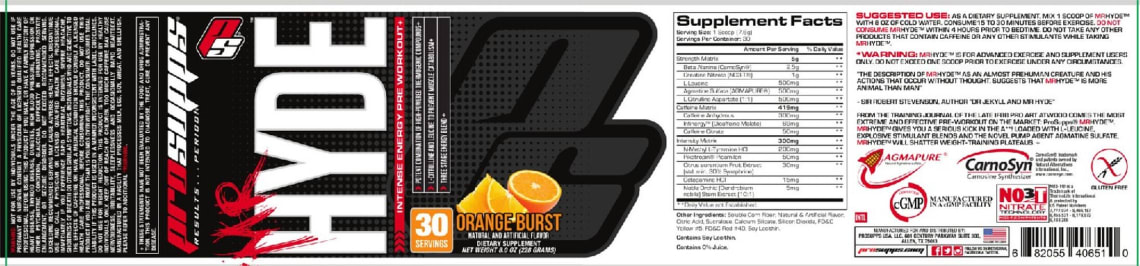Mr Hyde Intense Energy Pre Workout Mango Orange Burst from PS ProSupps